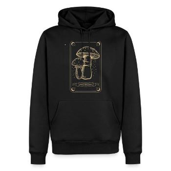 Champignons Boho & Minimalisme Goblincore Esthétique - Sweat à capuche Premium bio Homme - noir - Devant - Nico (187cm)