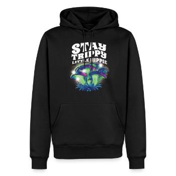 Cottagecore Esthétique Rétro Champignons et Mycologie - Sweat à capuche Premium bio Homme - noir - Devant - Nico (187cm)