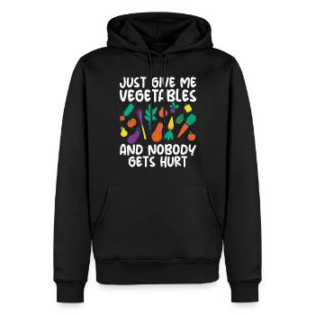 Vegetable Lover Vegetarian Gifts - Men’s Premium Organic Hoodie - black - Front - Nico (187cm)