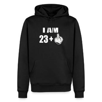 24 Geburtstag - Männer Premium Bio Hoodie - Schwarz - Vorne - Nico (187cm)