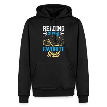 Lecture de livres Amoureux des livres - La lecture est mon préféré - Sweat à capuche Premium bio Homme - noir - Devant - Nico (187cm)