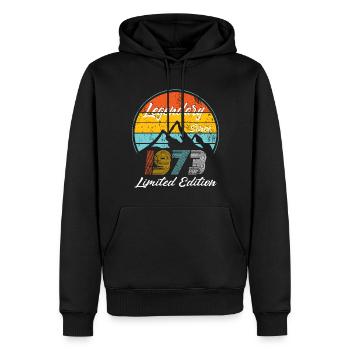 50. Geburtstag Jahrgang 1973 Legendary Since 1973 - Männer Premium Bio Hoodie - Schwarz - Vorne - Nico (187cm)