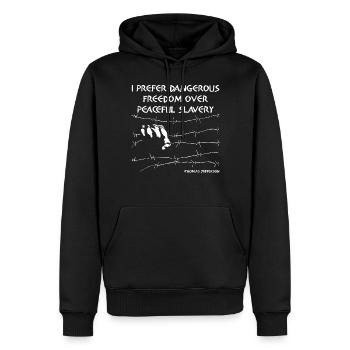 La liberté plutôt que l’esclavage pacifique Jefferson Citation Art - Sweat à capuche Premium bio Homme - noir - Devant - Nico (187cm)