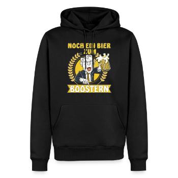 NOCH EIN BIER ZUM BOOSTERN - Männer Premium Bio Hoodie - Schwarz - Vorne - Nico (187cm)