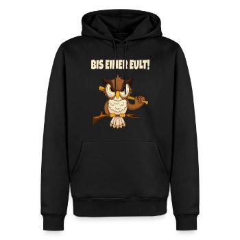 Bis Einer Eult Lustiger Spruch - Männer Premium Bio Hoodie - Schwarz - Vorne - Nico (187cm)