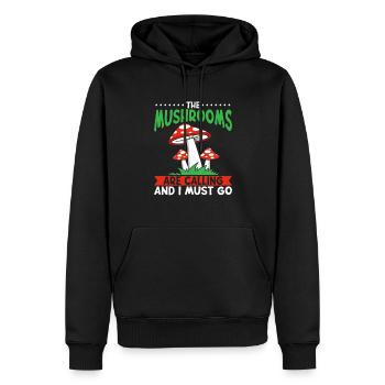 Les champignons appellent et je dois aller Champignons Champignons - Sweat à capuche Premium bio Homme - noir - Devant - Nico (187cm)