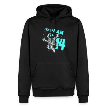 Vaisseau spatial amoureux des astronautes Tout le meilleur au - Sweat à capuche Premium bio Homme - noir - Devant - Nico (187cm)
