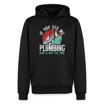 Plumbing Plumber Vintage Retro If - Men’s Premium Organic Hoodie - black - Front - Nico (187cm)