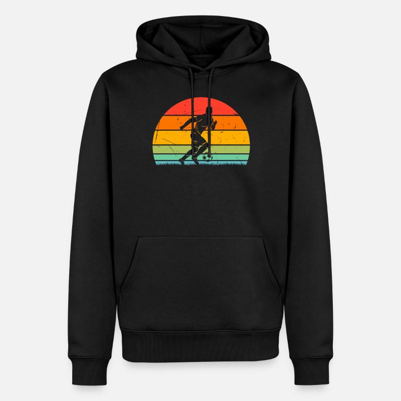 Retro Soccer Sunset Soccer Player - Sweat à capuche Premium bio Homme - noir