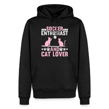Soccer Enthusiast And Cat Lover - Soccer Player C - Männer Premium Bio Hoodie - Schwarz - Vorne - Nico (187cm)