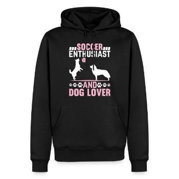 Passionné de soccer et amoureux des chiens - Joueur de soccer D - Sweat à capuche Premium bio Homme - noir - Devant - Nico (187cm)