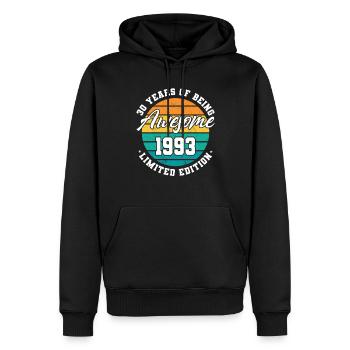 30e anniversaire 30 ans Être génial 1993 - Sweat à capuche Premium bio Homme - noir - Devant - Nico (187cm)