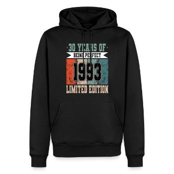 30e anniversaire 30 ans d’être parfait 1993 - Sweat à capuche Premium bio Homme - noir - Devant - Nico (187cm)