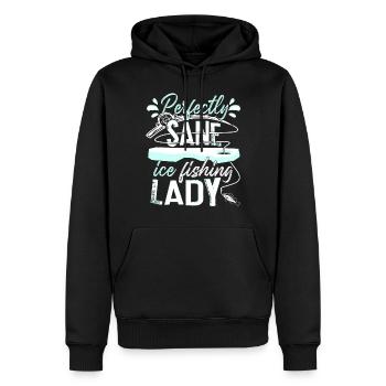 Parfaitement sain d’ Pêche sur glace Dame Pêcheuse Pêcheur - Sweat à capuche Premium bio Homme - noir - Devant - Nico (187cm)