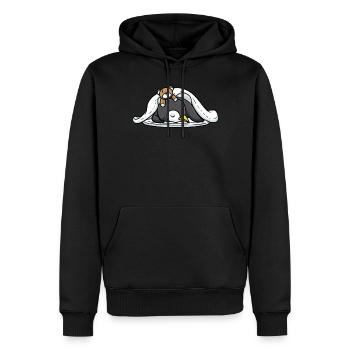 Drôle de pingouin endormi avec sommeil - Sweat à capuche Premium bio Homme - noir - Devant - Nico (187cm)