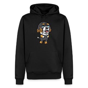 Bernedoodle Chien Riant Emoticon Kawaii - Sweat à capuche Premium bio Homme - noir - Devant - Nico (187cm)