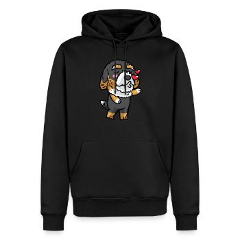 Bernedoodle Chien Riant Emoticon Kawaii - Sweat à capuche Premium bio Homme - noir - Devant - Nico (187cm)