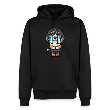 Bernedoodle Hund Lachend Emoticon Kawaii - Männer Premium Bio Hoodie - Schwarz - Vorne - Nico (187cm)