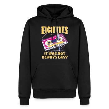 LES ANNÉES QUATRE-VINGT ÇA N’A PAS TOUJOURS ÉTÉ FACILE - Sweat à capuche Premium bio Homme - noir - Devant - Nico (187cm)