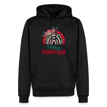 Weihnachten Regenbogen Frohe Weihnachten - Männer Premium Bio Hoodie - Schwarz - Vorne - Nico (187cm)
