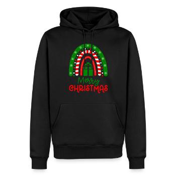 Weihnachten Regenbogen Frohe Weihnachten - Männer Premium Bio Hoodie - Schwarz - Vorne - Nico (187cm)