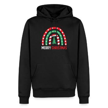 Weihnachten Regenbogen Frohe Weihnachten - Männer Premium Bio Hoodie - Schwarz - Vorne - Nico (187cm)