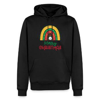 Weihnachten Regenbogen Frohe Weihnachten - Männer Premium Bio Hoodie - Schwarz - Vorne - Nico (187cm)