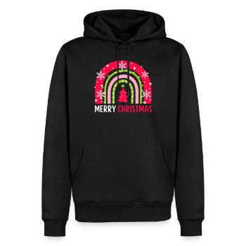 Weihnachten Regenbogen Frohe Weihnachten - Männer Premium Bio Hoodie - Schwarz - Vorne - Nico (187cm)
