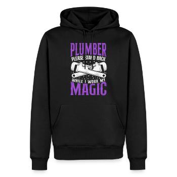 Plombier Plombier Plombier Vintage Plombier - Sweat à capuche Premium bio Homme - noir - Devant - Nico (187cm)