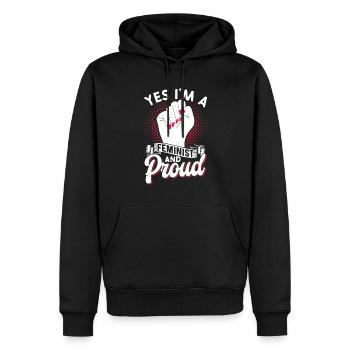 Yes I am a feminist and proud of women - Men’s Premium Organic Hoodie - black - Front - Nico (187cm)