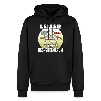 LEITER IM RECHENZENTRUM - Männer Premium Bio Hoodie - Schwarz - Vorne - Nico (187cm)