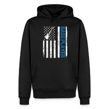 Musicien de guitare basse - Sweat à capuche Premium bio Homme - noir - Devant - Nico (187cm)