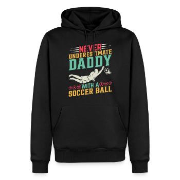 Ne sous-estimez jamais papa avec un ballon de football - Soc - Sweat à capuche Premium bio Homme - noir - Devant - Nico (187cm)
