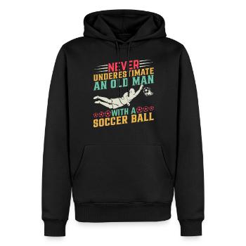 Soccer Player Soccer Lover - Old Man Soccer - Männer Premium Bio Hoodie - Schwarz - Vorne - Nico (187cm)