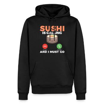 Cadeau pour les amateurs de sushis de cuisine japonaise - Sweat à capuche Premium bio Homme - noir - Devant - Nico (187cm)