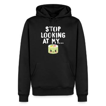 Cadeau pour les amateurs de sushis de cuisine japonaise - Sweat à capuche Premium bio Homme - noir - Devant - Nico (187cm)