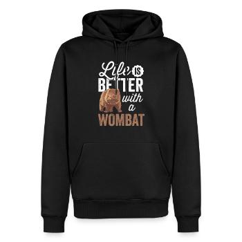 La vie est meilleure avec le marsupial Wombat Australia - Sweat à capuche Premium bio Homme - noir - Devant - Nico (187cm)