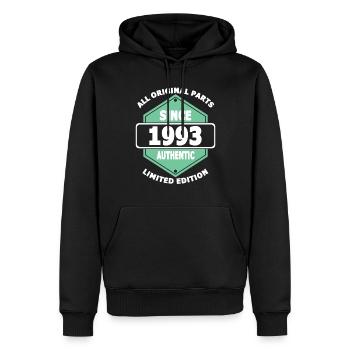 30th birthday All Original Parts Since 1993 - Men’s Premium Organic Hoodie - black - Front - Nico (187cm)
