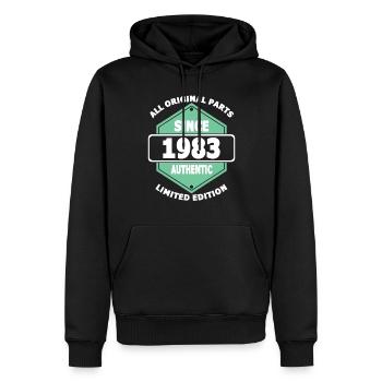 40th birthday All Original Parts Since 1983 - Men’s Premium Organic Hoodie - black - Front - Nico (187cm)