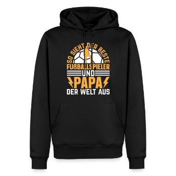Fußball Spieler Papa Fußballspieler Papa - Männer Premium Bio Hoodie - Schwarz - Vorne - Nico (187cm)