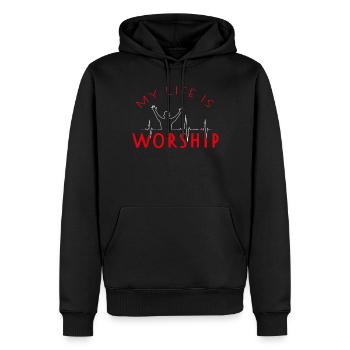 Worship Lobpreis Herzschlag Musik Band Jesus Gott - Männer Premium Bio Hoodie - Schwarz - Vorne - Nico (187cm)