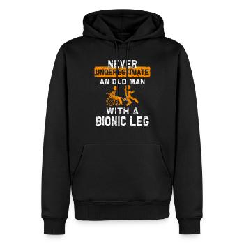 Rollstuhl Für Beinamputierte Prothesen - Männer Premium Bio Hoodie - Schwarz - Vorne - Nico (187cm)