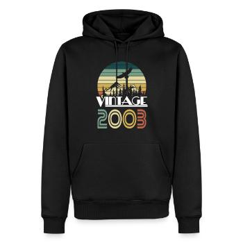 20ème anniversaire millésime 2003 millésime 2003 - Sweat à capuche Premium bio Homme - noir - Devant - Nico (187cm)
