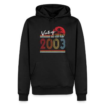 20ème anniversaire millésime 2003 millésime 2003 - Sweat à capuche Premium bio Homme - noir - Devant - Nico (187cm)