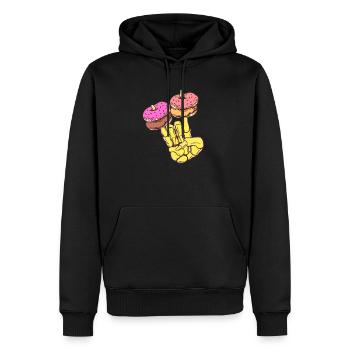 Skeletal hand with Donat - Men’s Premium Organic Hoodie - black - Front - Nico (187cm)