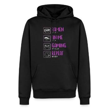 Ramen Anime Gaming Repeat - Männer Premium Bio Hoodie - Schwarz - Vorne - Nico (187cm)