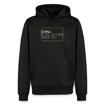 Citation Chine - Sweat à capuche Premium bio Homme - noir - Devant - Nico (187cm)