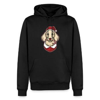 Pull de Noël moche Tshirt Chien de Noël - Sweat à capuche Premium bio Homme - noir - Devant - Nico (187cm)