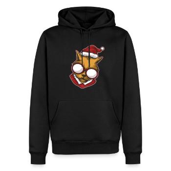 Moche pull de Noël Tshirt chat de Noël - Sweat à capuche Premium bio Homme - noir - Devant - Nico (187cm)