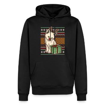 Moche pull de Noël Tshirt chat de Noël - Sweat à capuche Premium bio Homme - noir - Devant - Nico (187cm)